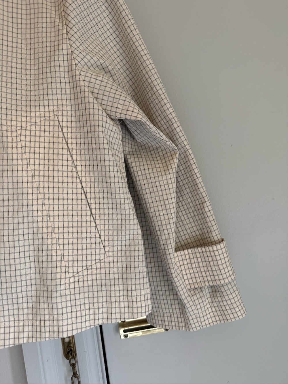 Zara Cream Checked Trench Coat with Dark Brown Collar - Picture 2 of 4